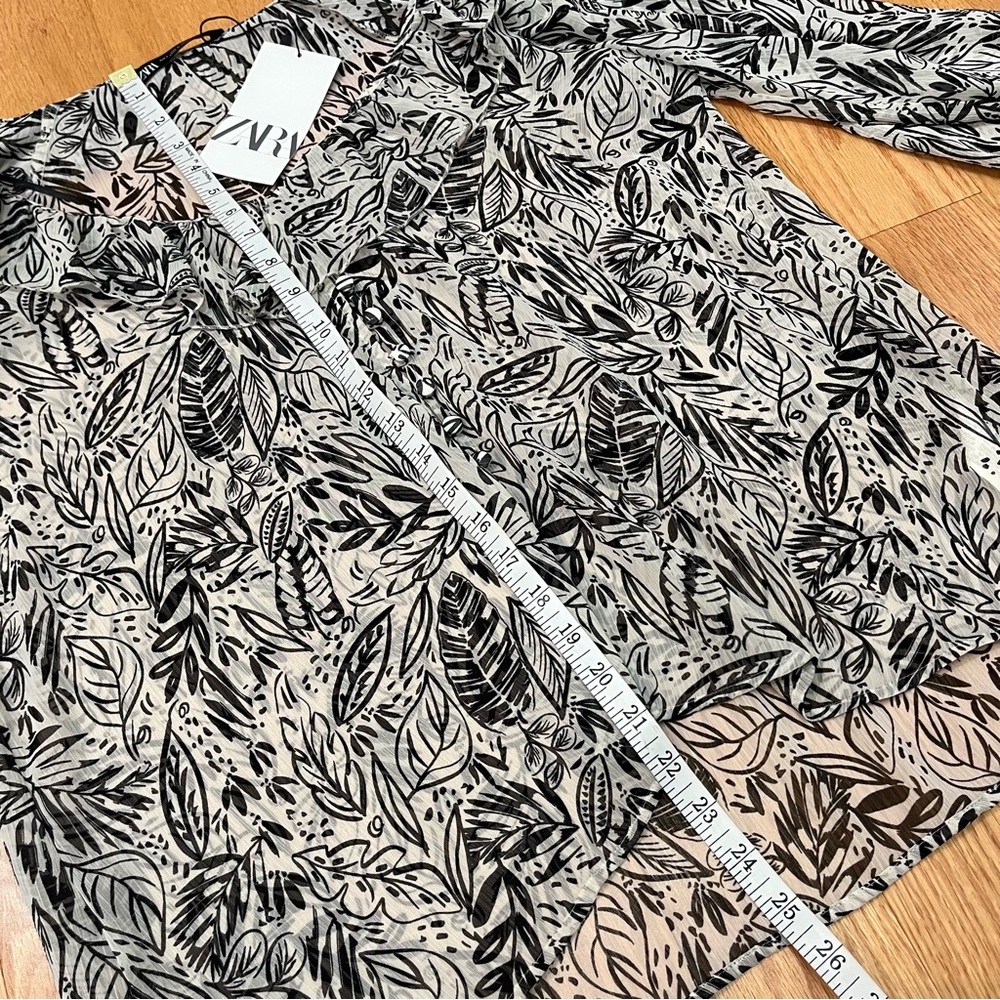 Zara Printed Ruffle Blouse - Picture 9 of 10